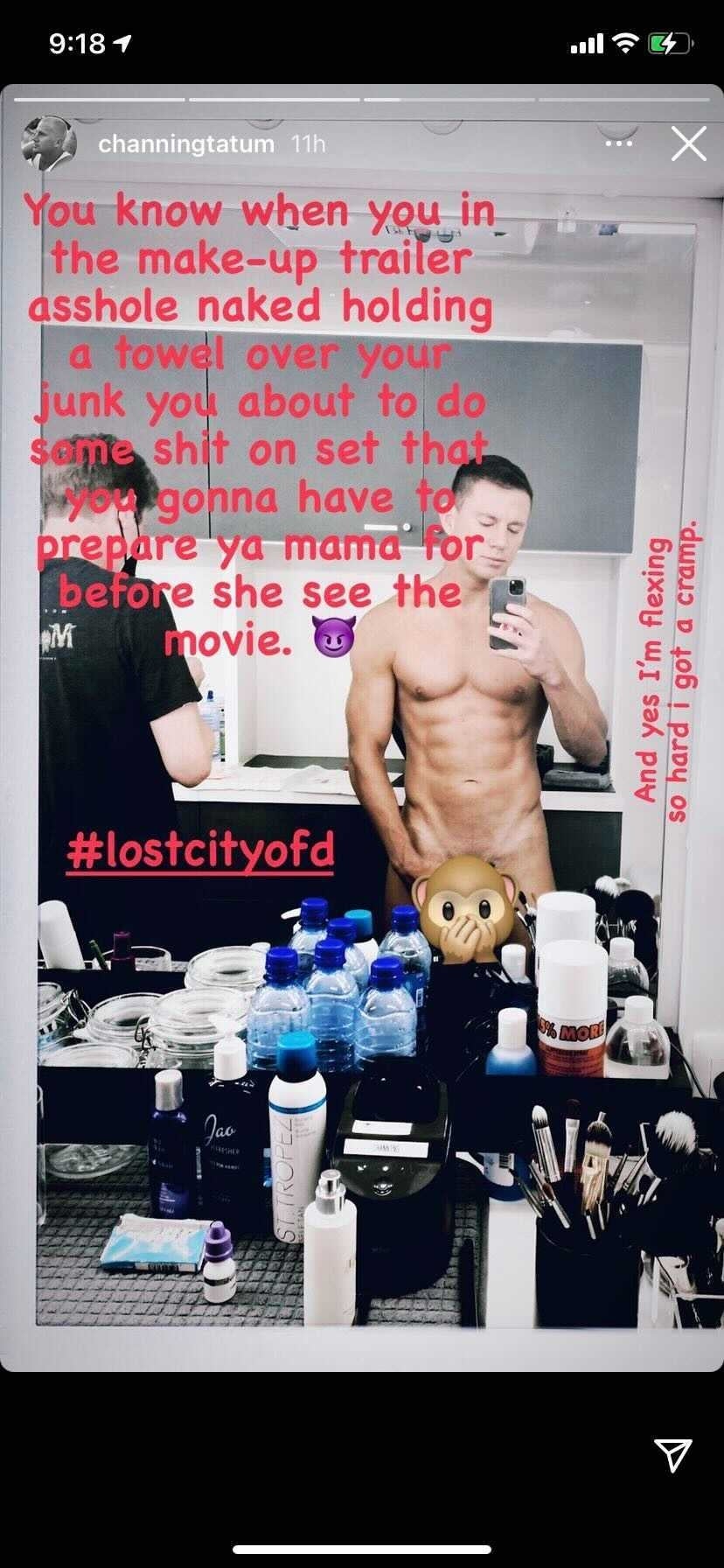 Channing Tatum Posts Nude Selfie From 'Lost City of D'